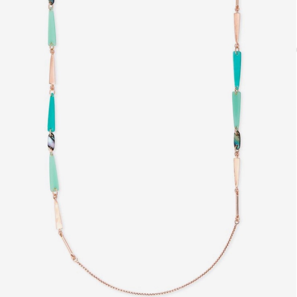 Kendra Scott Aylin Rose Gold Necklace Abalone Mix - Picture 3 of 3